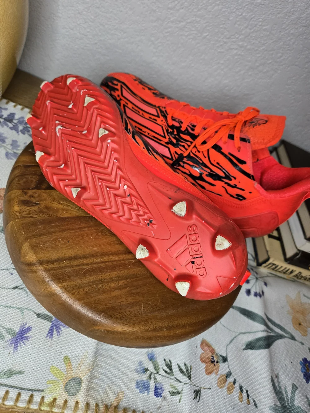adidas Adizero 12.0 Poison Solar Red Black Men Football Cleats Sz 10 Soccer